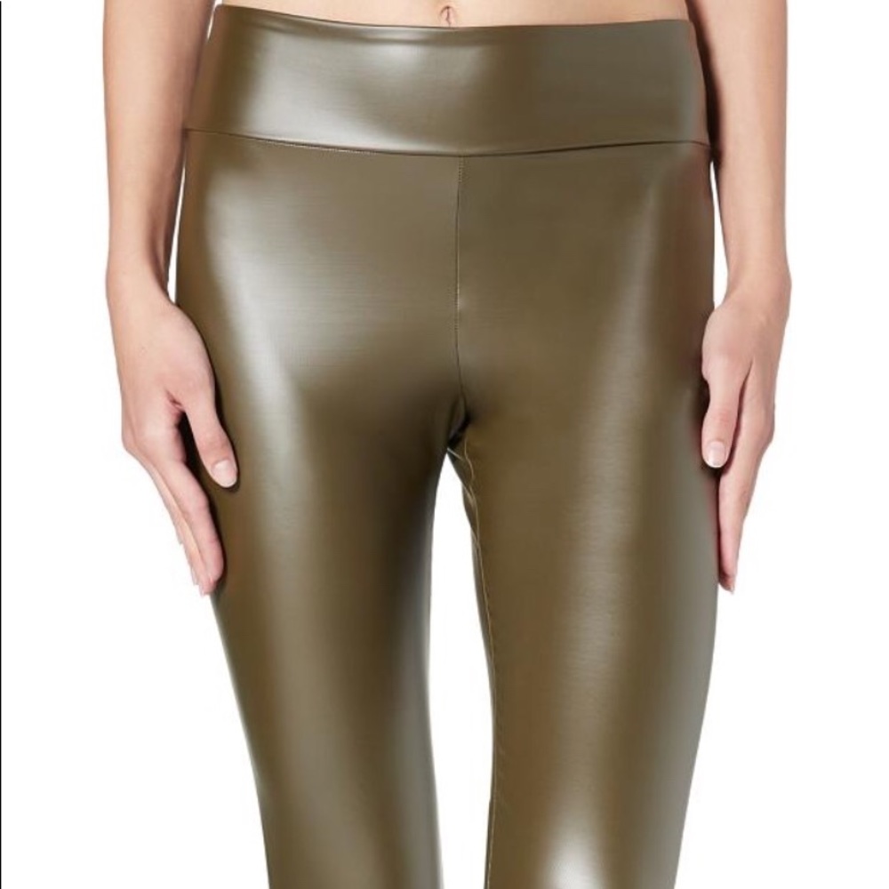 Gorgeous olive faux leggings made in Italy